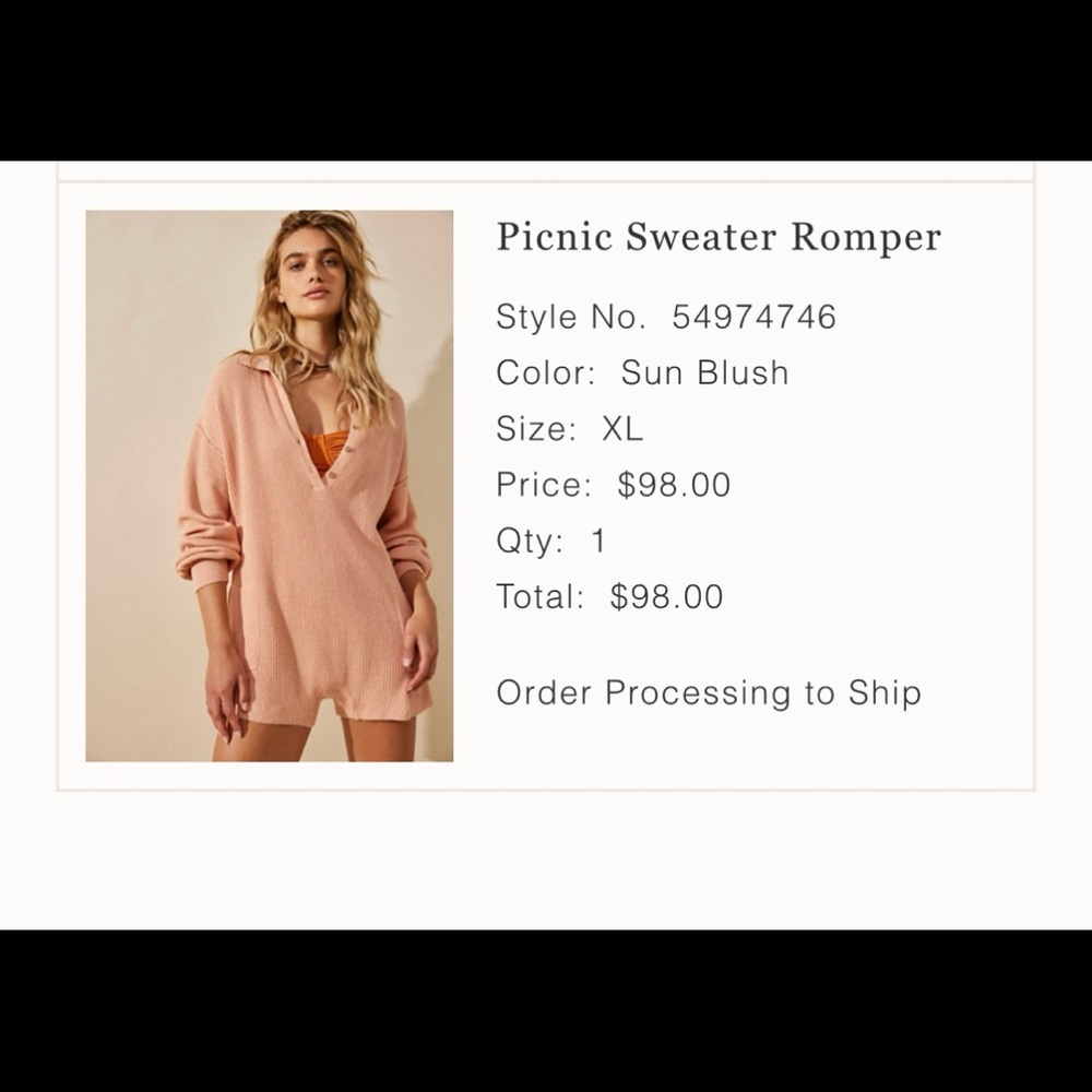 Brand new, never worn Free People sweater romper woman’s XL